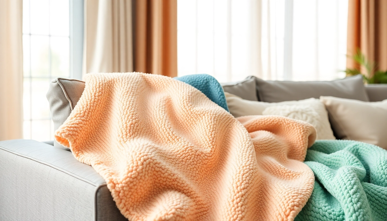 Fleece stoffen prachtig op een bank met warme kleuren en texturen