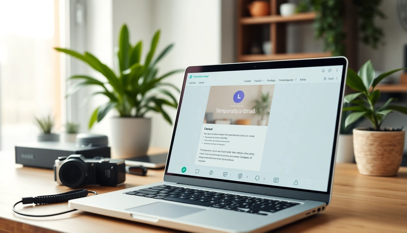 Utilize temporary email to enhance online security in a modern workspace.