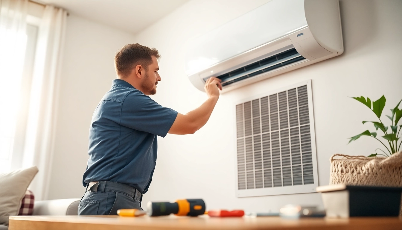 Expert performing ac repair phoenix az in a bright home environment, highlighting professional service.
