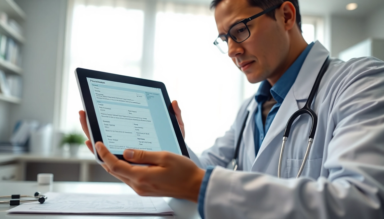 Explore top rated prescription applications in a professional healthcare setting with a doctor using a tablet.